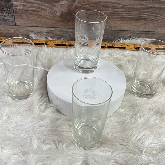 Floral Etched Glassware, Set of 4, Clear Glass , 8 oz - Picture 6 of 6